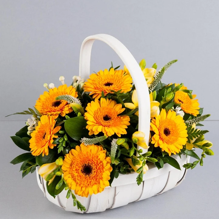Mẫu cắm hoa đồng tiền trong giỏ