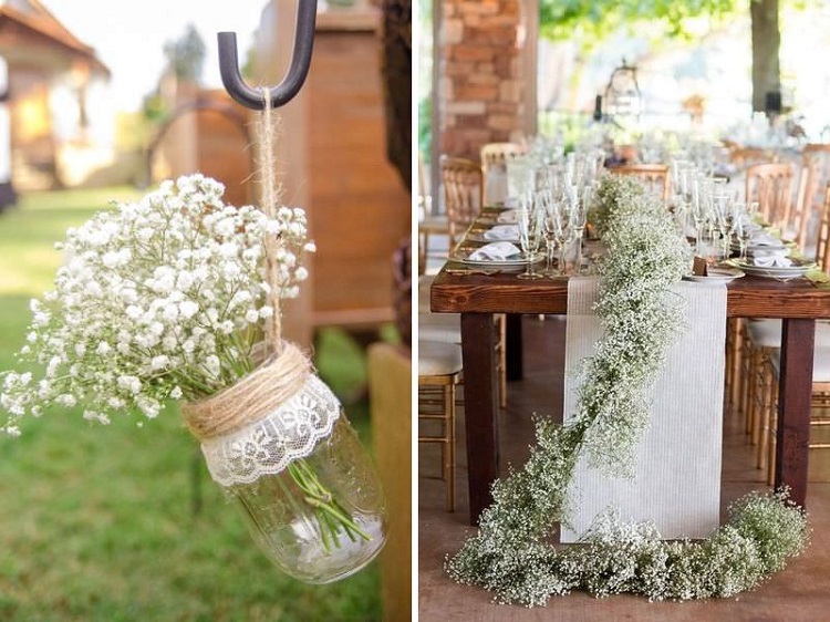 Trang trí đám cưới bằng hoa baby