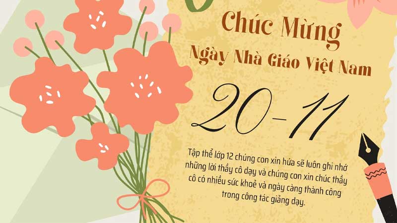 60+ Nội dung ghi thiệp chúc mừng 20/11 dành tặng cho thầy cô ý nghĩa