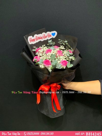 bo hoa sinh nhat hoa hong sen bh4245