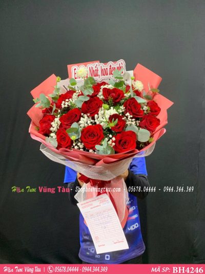 bó hoa chúc mừng sinh nhật hồng đỏ đẹp vũng tàu bh4246