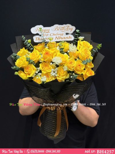 bó hoa hồng vàng sinh nhật vũng tàu bh4257