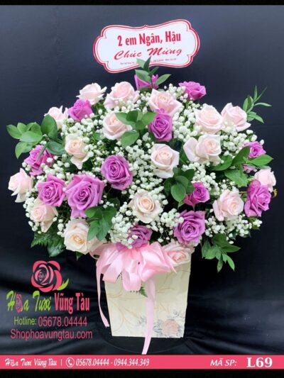 lẵng hoa hồng tím đẹp-hoa tươi vũng tàu