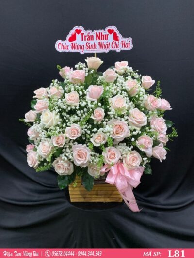 lẵng hoa hồng pastel