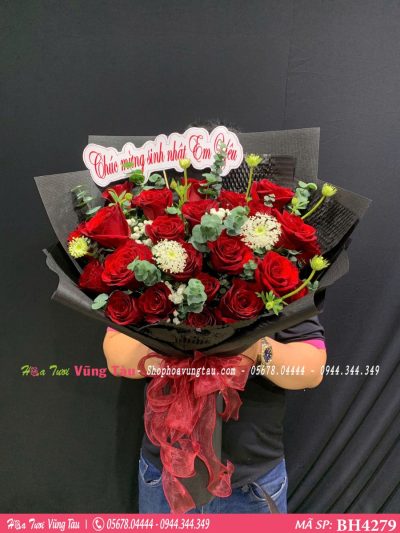 bó hoa hồng đỏ đẹp bh4279