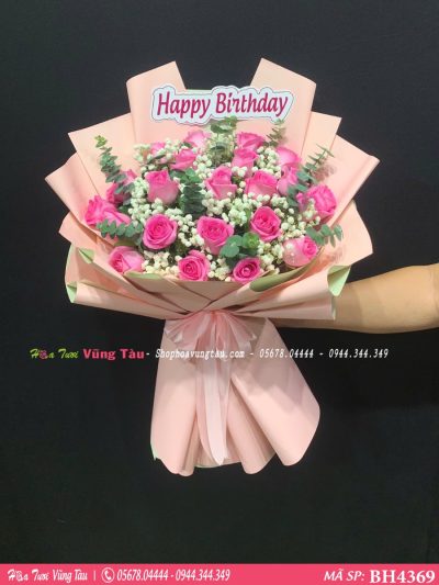 bó hoa hồng sen đẹp bh4369