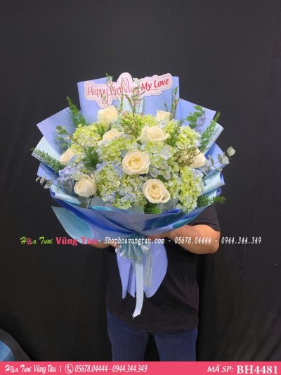 bó hoa cẩm tú cầu mix hồng trắng bh4481