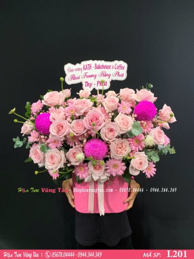 Lẵng hoa ohara hồng dễ thương L201