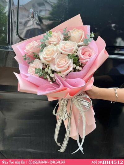 bó hoa hồng pastel nhẹ nhàn dễ thương BH4512